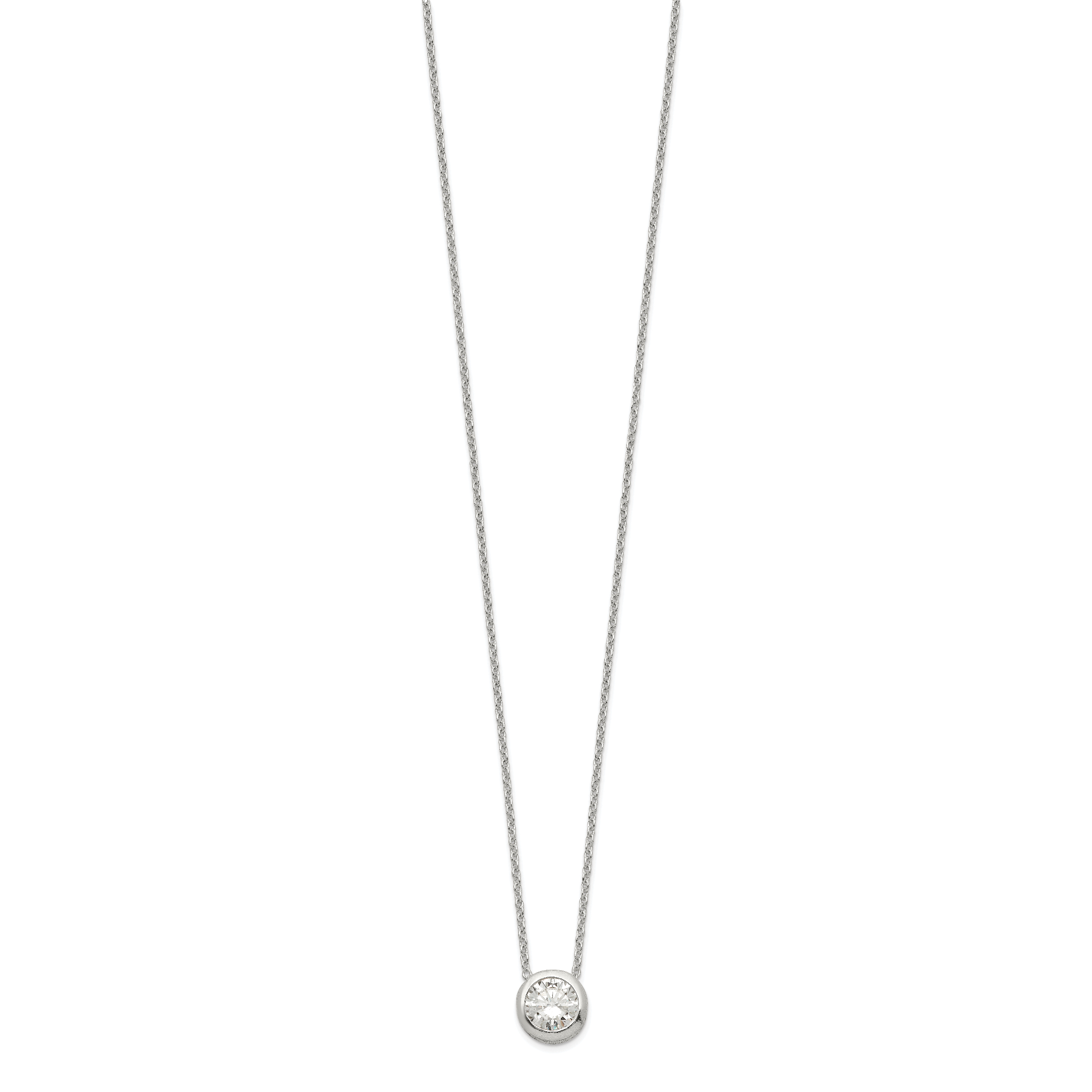 Sterling Silver Polished 9mm Bezel CZ Necklace Secondary image