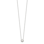 Sterling Silver Polished 9mm Bezel CZ Necklace