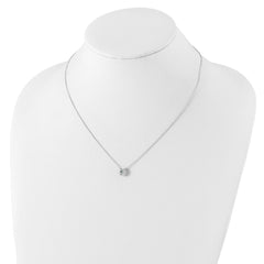 Sterling Silver Polished 9mm Bezel CZ Necklace