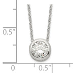 Sterling Silver Polished 9mm Bezel CZ Necklace