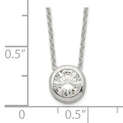 Sterling Silver Polished 9mm Bezel CZ Necklace