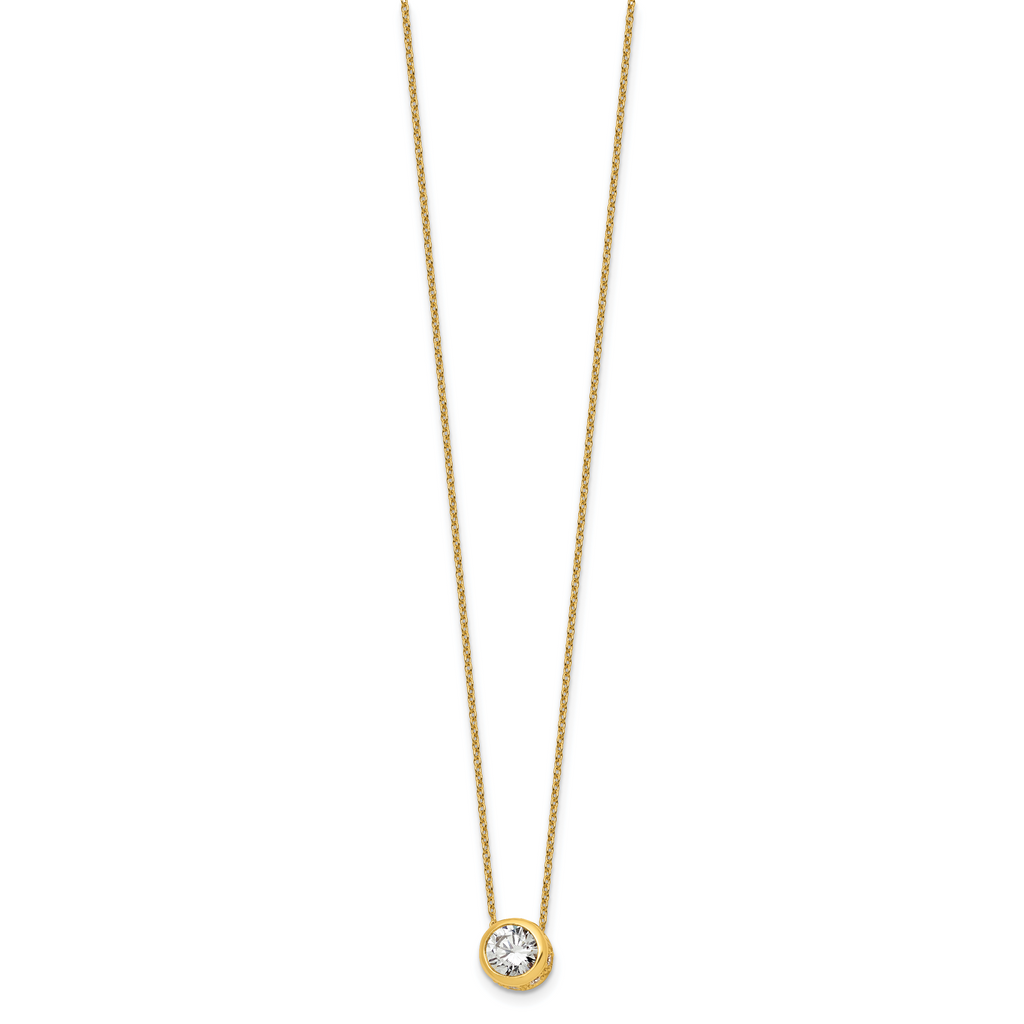 Sterling Silver Gold-tone Polished 8mm White CZ 18 inch Necklace