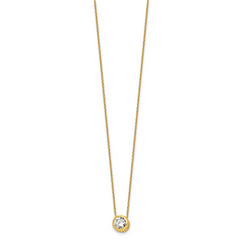Sterling Silver Gold-tone Polished 8mm White CZ 18 inch Necklace