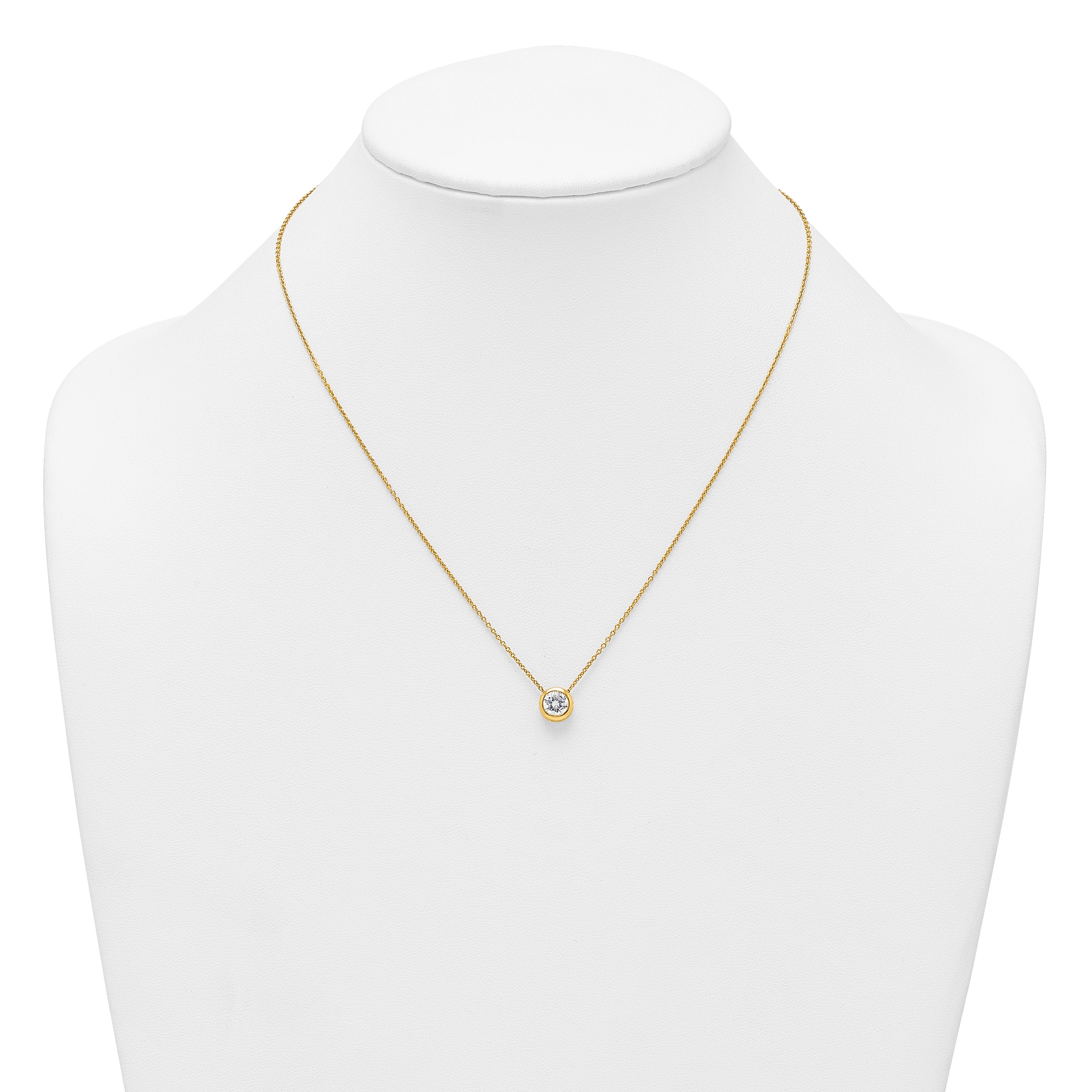Sterling Silver Gold-tone Polished 8mm White CZ 18 inch Necklace
