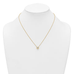 Sterling Silver Gold-tone Polished 8mm White CZ 18 inch Necklace