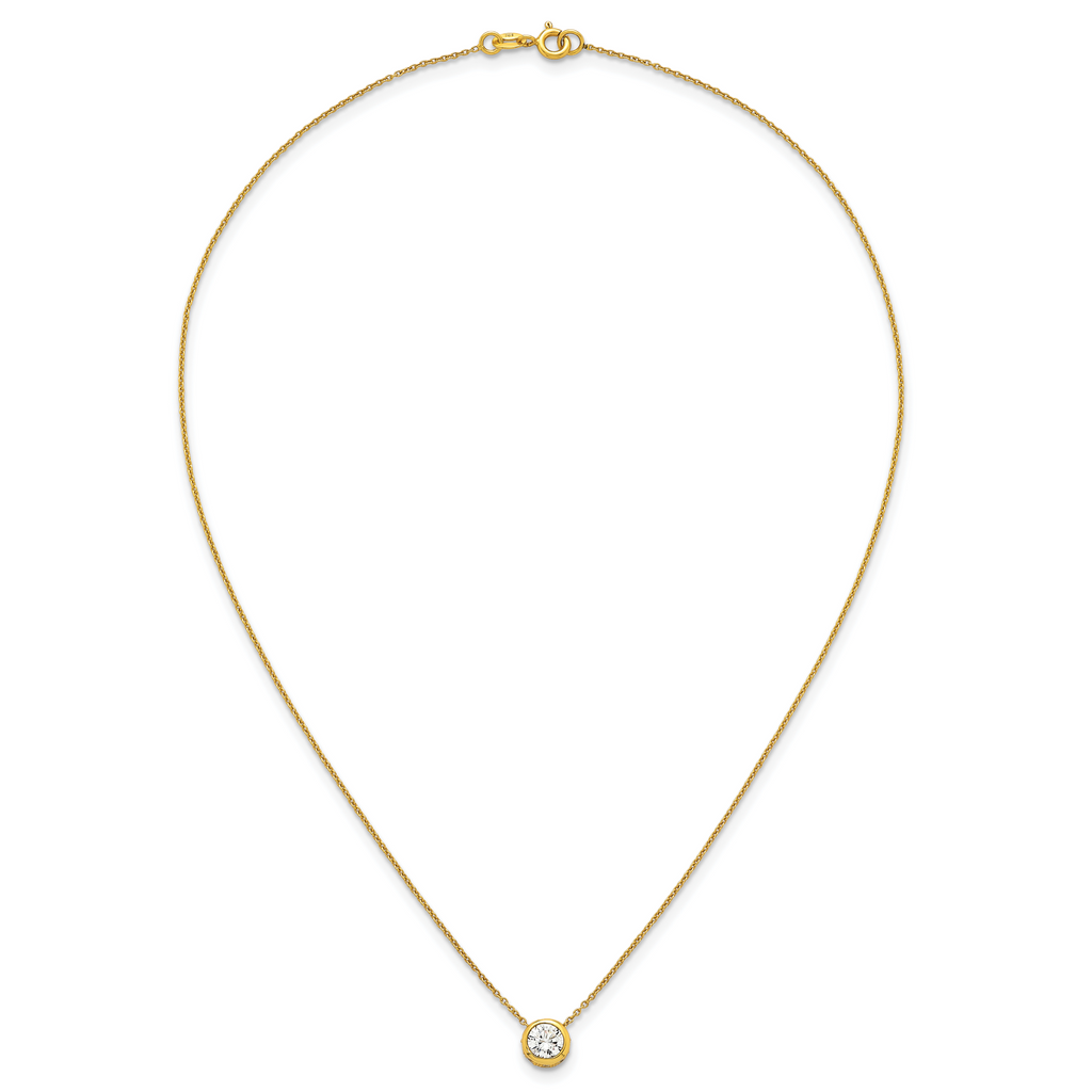 Sterling Silver Gold-tone Polished 8mm White CZ 18 inch Necklace