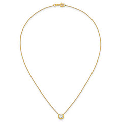 Sterling Silver Gold-tone Polished 8mm White CZ 18 inch Necklace