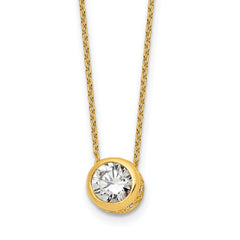 Sterling Silver Gold-tone Polished 8mm White CZ 18 inch Necklace