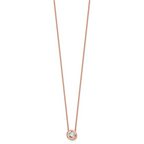 Sterling Silver Rose-tone Polished 8mm White CZ 18 inch Necklace