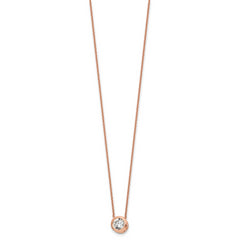 Sterling Silver Rose-tone Polished 8mm White CZ 18 inch Necklace