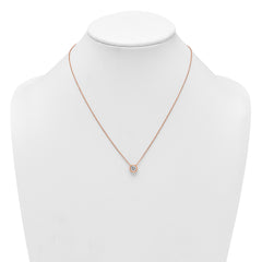 Sterling Silver Rose-tone Polished 8mm White CZ 18 inch Necklace