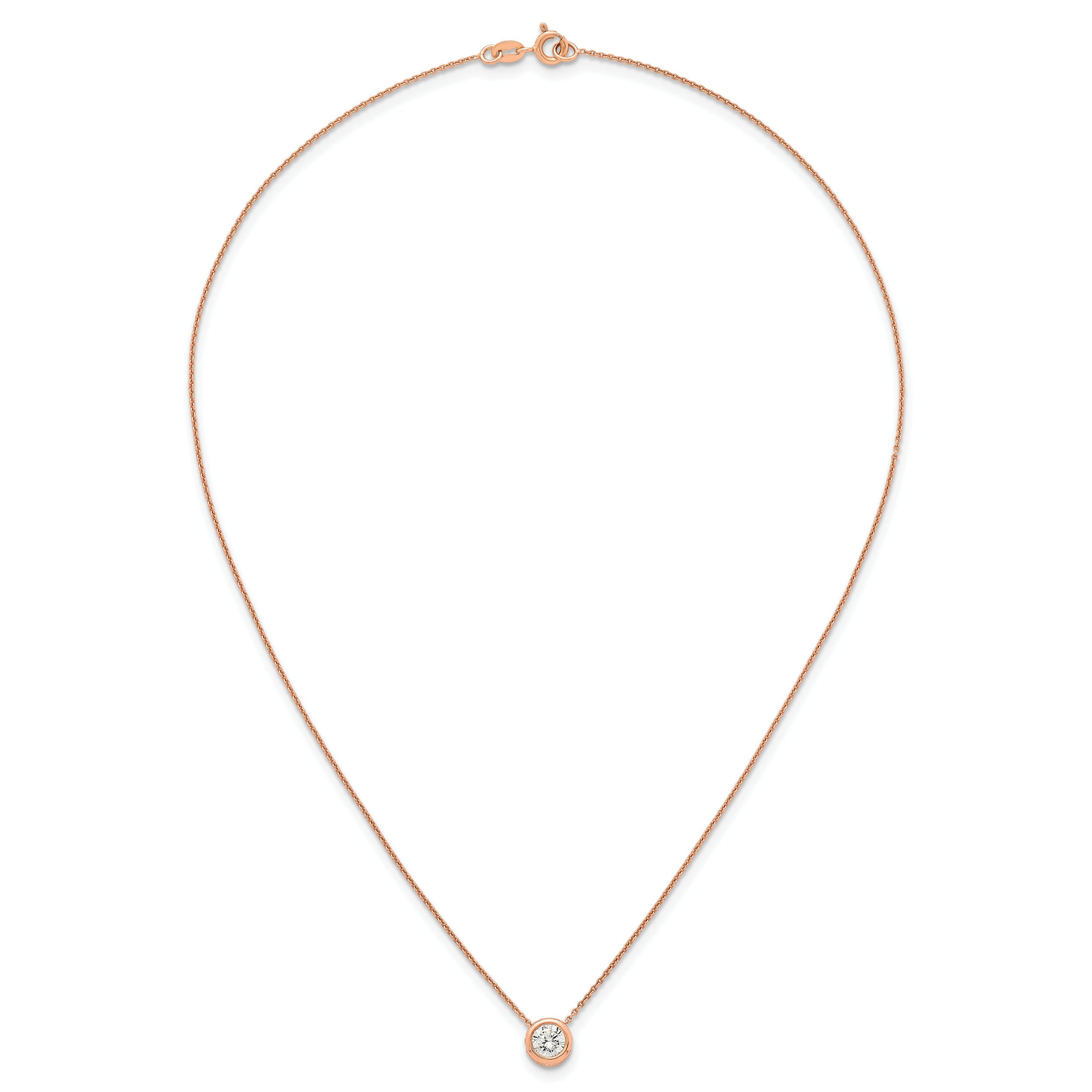 Sterling Silver Rose-tone Polished 8mm White CZ 18 inch Necklace
