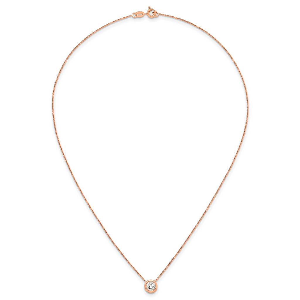 Sterling Silver Rose-tone Polished 8mm White CZ 18 inch Necklace