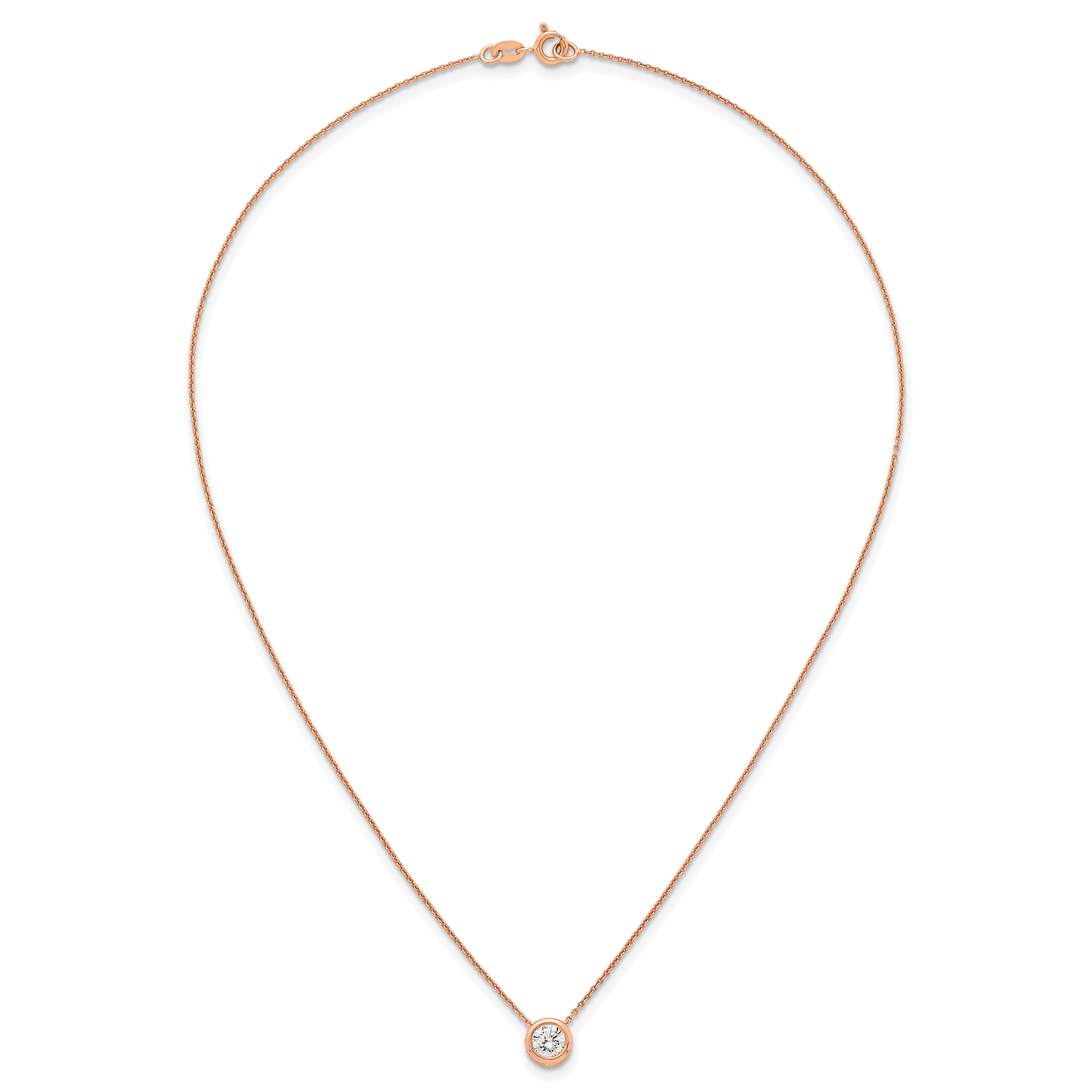 Sterling Silver Rose-tone Polished 8mm White CZ 18 inch Necklace