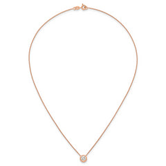 Sterling Silver Rose-tone Polished 8mm White CZ 18 inch Necklace