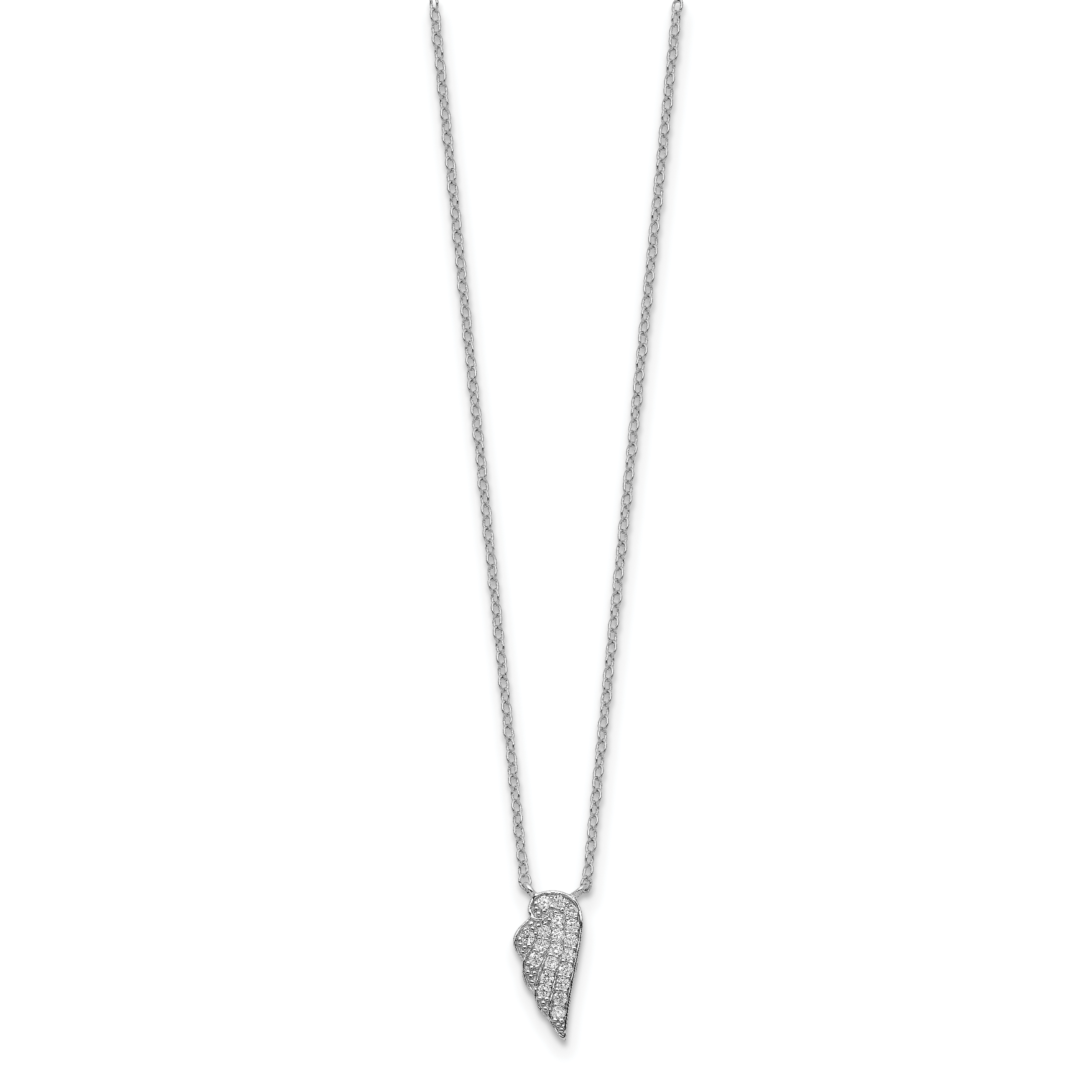 Sterling Silver Rhodium-plated CZ Wing Necklace Secondary image