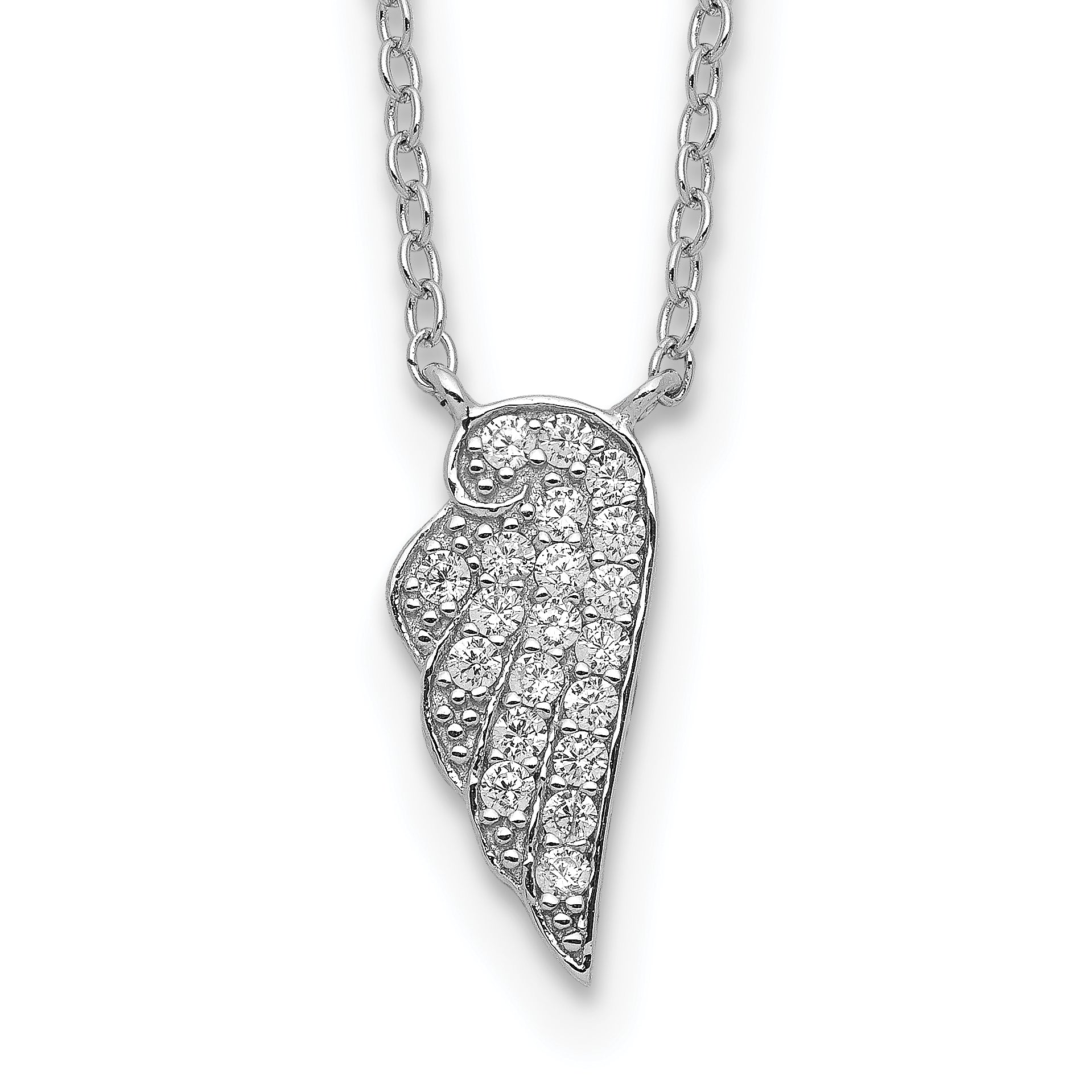 Sterling Silver Rhodium-plated CZ Wing Necklace Main image
