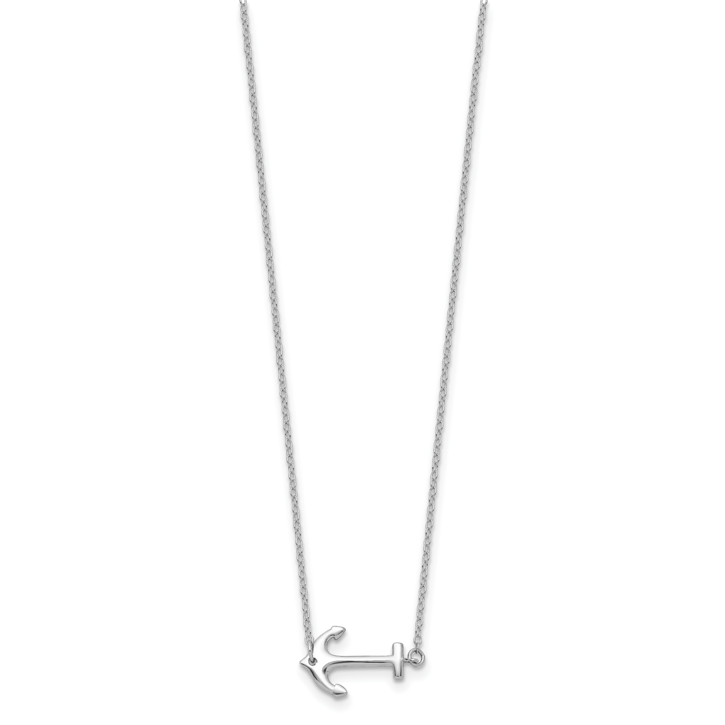 Sterling Silver Rhodium-plated Anchor 16 inch with a 2 inch extention Necklace Secondary image