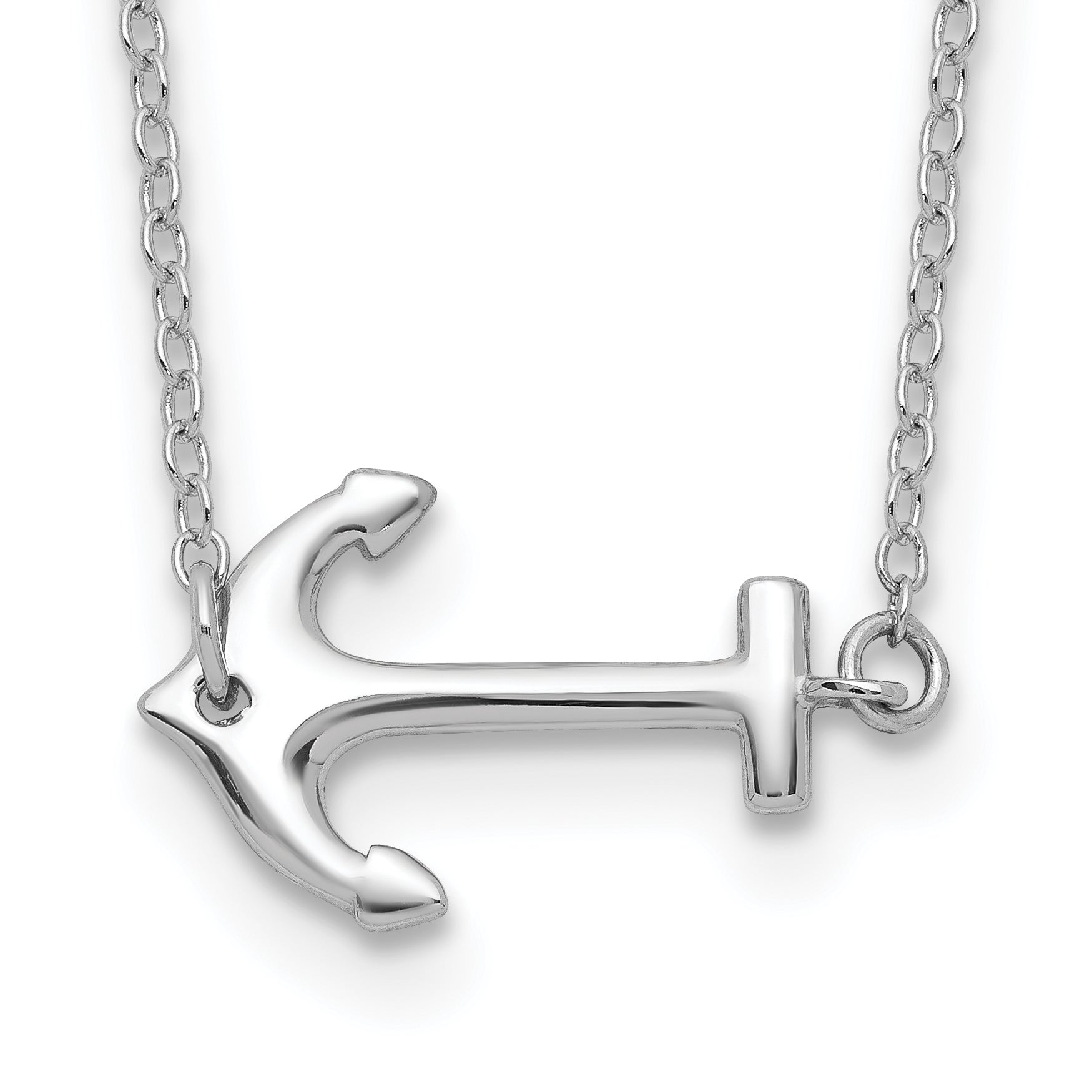 Sterling Silver Rhodium-plated Anchor 16 inch with a 2 inch extention Necklace Main image