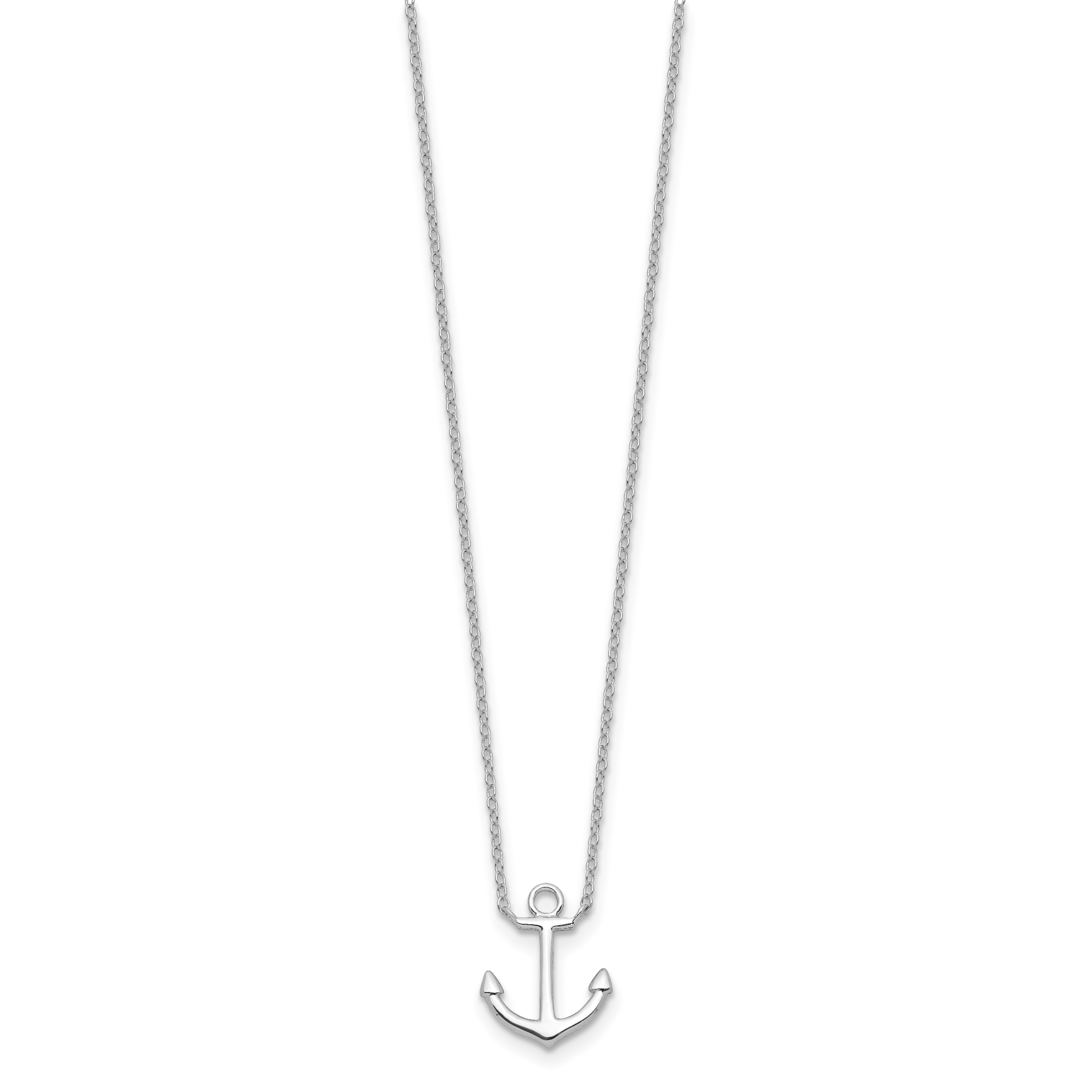 Sterling Silver Rhodium-plated Anchor 16 inch with a 2 inch extention Necklace Secondary image