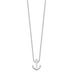 Sterling Silver Rhodium-plated Anchor 16 inch with a 2 inch extention Necklace