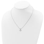 Sterling Silver Rhodium-plated Anchor 16 inch with a 2 inch extention Necklace