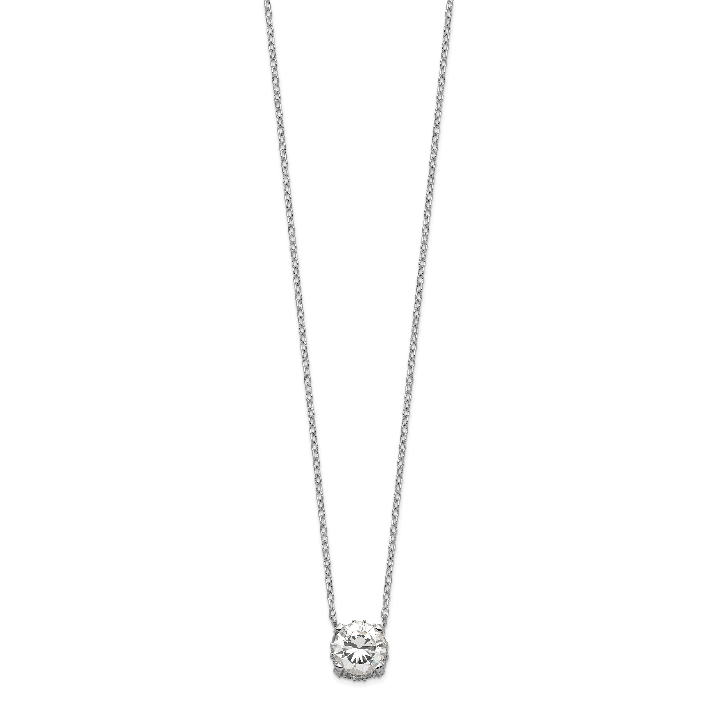 Sterling Silver Rhodium-plated 7mm CZ Necklace Secondary image