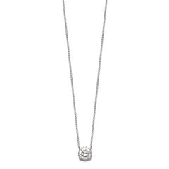 Sterling Silver Rhodium-plated 7mm CZ Necklace