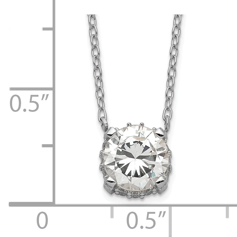 Sterling Silver Rhodium-plated 7mm CZ Necklace