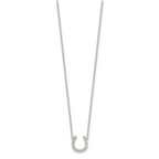 Sterling Silver Polished CZ Horseshoe With  1 inch ext Necklace