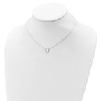 Sterling Silver Polished CZ Horseshoe With  1 inch ext Necklace