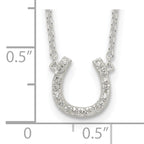 Sterling Silver Polished CZ Horseshoe With  1 inch ext Necklace