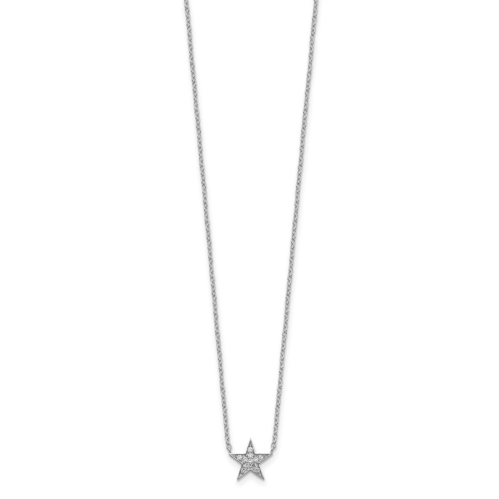 Sterling Silver Rhodium-plated CZ Star Necklace