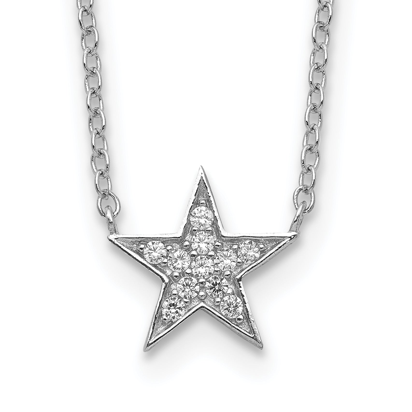 Sterling Silver Rhodium-plated CZ Star Necklace Main image