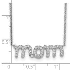 Sterling Silver Rhodium-plated MOM With CZ Necklace