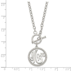 Sterling Silver Rhodium-plated Polished Mom Necklace