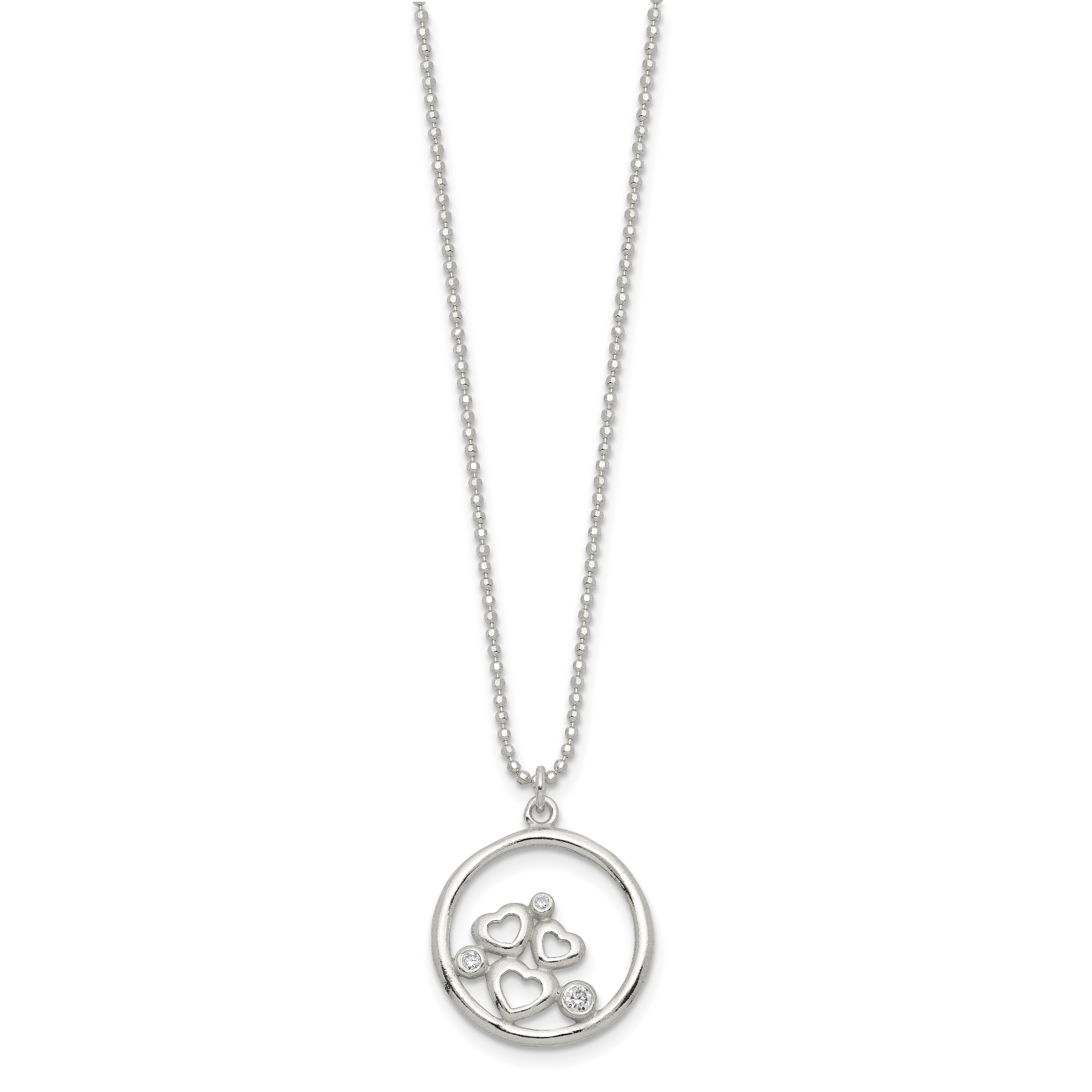 Sterling Silver Polished CZ Heart Necklace Secondary image