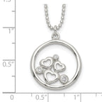 Sterling Silver Polished CZ Heart Necklace