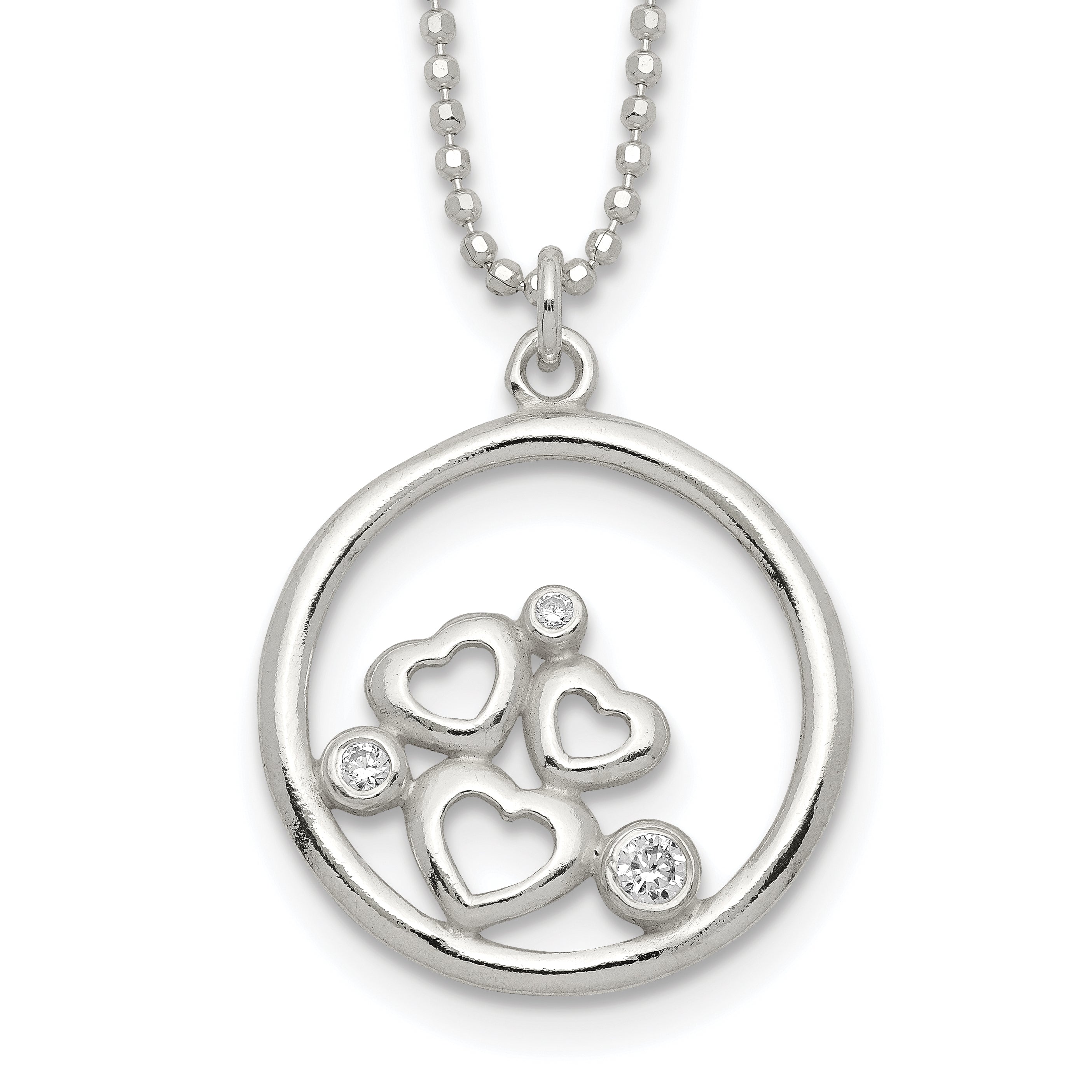 Sterling Silver Polished CZ Heart Necklace Main image