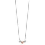 Sterling Silver Rhodium Rose-tone 3-Hearts With .75 ext Necklace