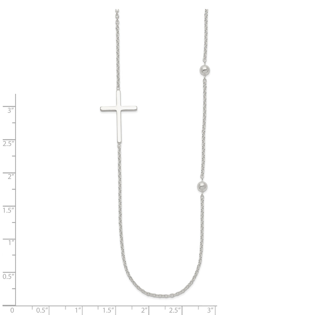 Sterling Silver Polished Cross Necklace