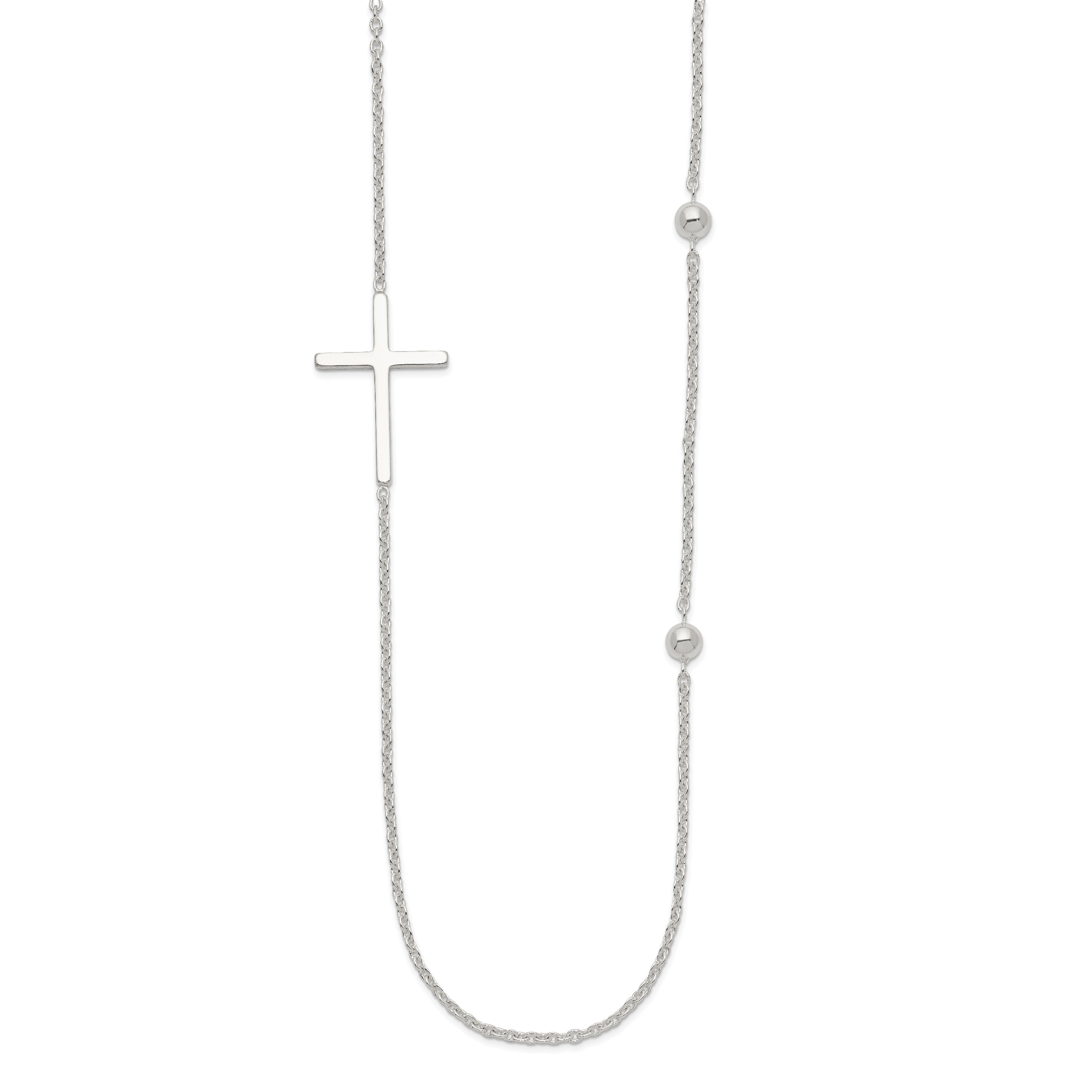 Sterling Silver Polished Cross Necklace Main image