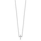 Sterling Silver Rhodium-plated CZ Cross With 2in ext. Necklace