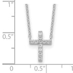 Sterling Silver Rhodium-plated CZ Cross With 2in ext. Necklace