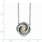 Sterling Silver & 14k Gold CZ Twist With 2in ext Necklace