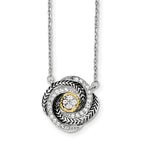 Sterling Silver & 14k Gold CZ Twist With 2in ext Necklace