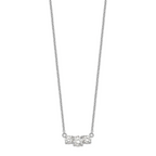 Sterling Silver Rhodium-plated CZ 3-Stone With 1in ext. Necklace