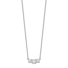 Sterling Silver Rhodium-plated CZ 3-Stone With 1in ext. Necklace