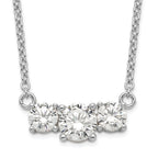 Sterling Silver Rhodium-plated CZ 3-Stone With 1in ext. Necklace