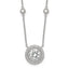Sterling Silver RH-plated Round CZ Pendant With 2in. ext. 4-Station Necklace